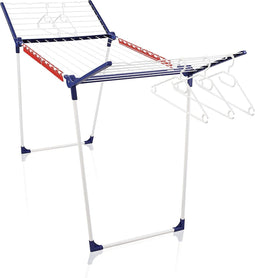 Leifheit Pegasus 200 Solid - Droogrek 20 m - Inclusief 5 hangers en 4 houders - Wit/Blauw