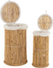 J-Line mand Cilinder- bamboe - naturel/wit - 2 stuks