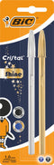 BIC Cristal Shine Balpennen - Diverse Inkt en Hulskleuren - 2 Stuks - Medium Punt 1 mm