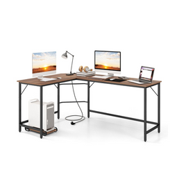 Coast Hoekbureau L-vormig - 168 x 125 cm - 2 Stopcontacten en 2 USB - Natuurlijke kleur