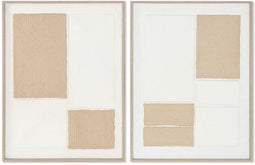 Schilderij Home ESPRIT Wit Natuurlijk Abstract Scandinavisch 60 x 3 x 80 cm (2 Stuks)