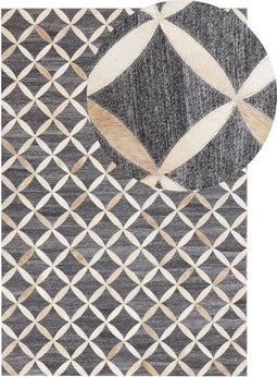 GENC - Patchwork vloerkleed - Donkergrijs - 140 x 200 cm - Jacquard