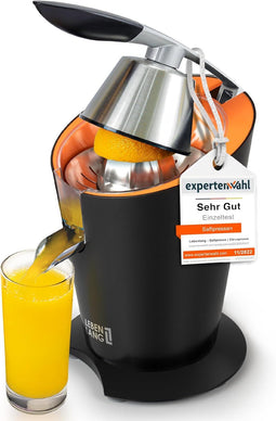 LEBENLANG Elektrische Sinaasappelpers - 600 W - Roestvrij staal - Zwart