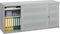 Schuifdeurkast met geperforeerde deuren breed 160CM diep 45CM hoogte 72,5CM bladkleur Speciale Kleur framekleur Aluminium (RAL9006)