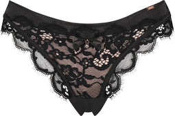 Hunkemöller Brazilian Lingerie - Kant en mesh - Zwart - maat L