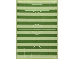 Voetbal vloerkleed - 190 x 133 cm - groen - kinderkamer