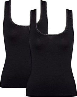 Sloggi GO - Dames Tank Top - 2 zwarte tops van organisch katoen (2 stuks)