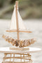 J-Line decoratie Zeilboot - hout - naturel/wit - large