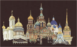 Thea Gouverneur - Borduurpakket met telpatroon - 430.05 - Voorgesorteerde DMC Garens - St. Petersburg - Zwart Aida - 79 cm x 50 cm - DIY Kit