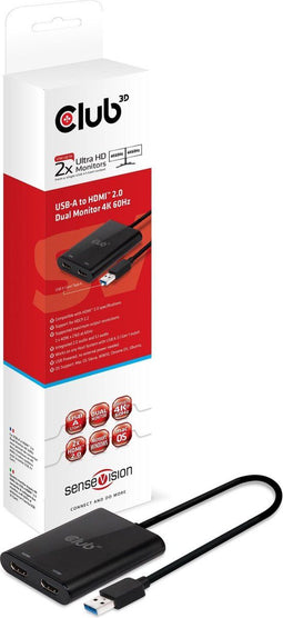 Club3D CSV-1474 - USB 3.2 Gen 1-schakelaar - 2x 4K 60Hz - Zwart