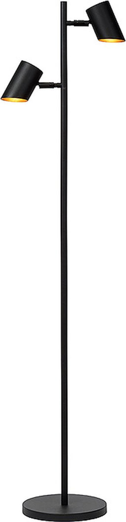Atmooz - Vloerlamp Kisoro - Staande Lamp - Stalamp - Woonkamer - Zwarte Buitenkant - Gouden Binnenkant - Hoogte 144cm - Metaal