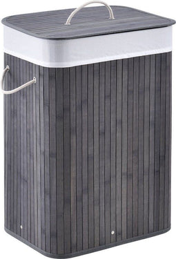 Juskys Curly - Bamboe Wasmand - 72 L - Grijs - Uitneembare Waszak