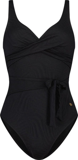 Beachlife Black Swirl - Dames Badpak - Ingebouwde mesh top - Zwart