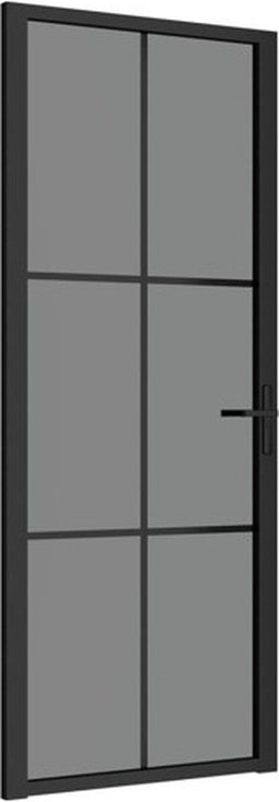 vidaXL - Binnendeur - 83x201,5 - cm - ESG-glas - en - aluminium - zwart