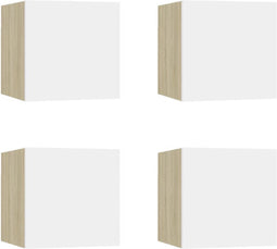 vidaXL - Tv-wandmeubelen - 4 - st - 30,5x30x30 - cm - wit - en - sonoma - eikenkleurig