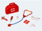 Theo Klein artsenkoffer - met speelgoedinstrumenten - 21x6,3x17 cm - rood