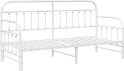 vidaXL - Ligbedframe - met - uittrekbed - Wit - 75x190 - cm - Staal