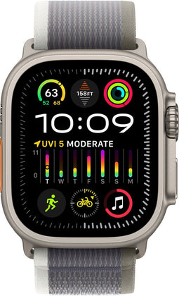 Apple Watch Ultra 2 - GPS + Cellular - 49mm - Titanium kast met Groen/Grijs Trail Loop - M/L
