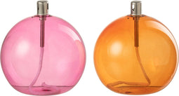 J-Line olielamp - glas - goud/roze - large - 2 stuks