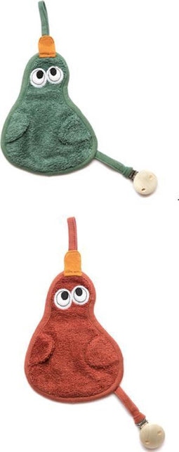 Timboo set van 2 - Fopspeendoekje Bamboo - Tutdoekje - Eend - Knuffeldoekje - 2 Stuks - rosewood + asper green