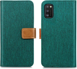 iMoshion Hoesje Geschikt voor Samsung Galaxy A41 Hoesje Met Pasjeshouder - iMoshion Luxe Canvas Bookcase - Groen