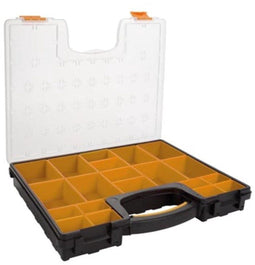 Perel assortimentsdoos, 20 uitneembare bakjes, transparant deksel, 420 x 335 x 65 mm, geel/zwart