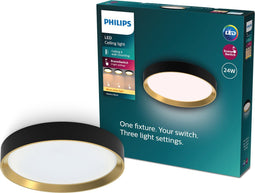 Philips Hanno - Plafondlamp - SceneSwitch 3 lichtstanden - Zwart met goud