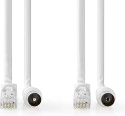 Nedis Coax- en CAT6-Combikabel - IEC Male / RJ45 Male - IEC Female / RJ45 Male - Vernikkeld - 3.00 m - Wit
