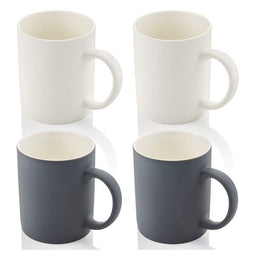 Swan Nordic Retro Mokken Set van 4 Wit / Grijs