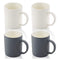 Swan Nordic Retro Mokken Set van 4 Wit / Grijs