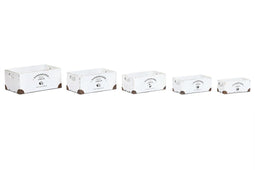 Set decoratieve dozen Home ESPRIT Sanderford Wit Sparrenhout 35 x 22 x 15 cm (5 Onderdelen)