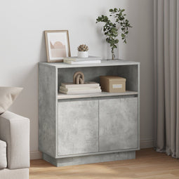 vidaXL - Dressoir - met - LED - Beton - Grijs - 71x34,5x75 - cm - Geperst - Hout