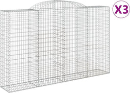 vidaXL - Schanskorven - 3 - st - gewelfd - 300x50x180/200 - cm - ijzer