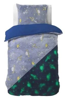 Sleeptime Glow in the dark Space Dekbedovertrek - 140X200/220 + 1 x kussensloop 60x70 - Blauw