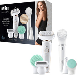 Braun Silk-épil 9 Flex 9-300 - Epilator met Flexibele Kop en 4 Opzetstukken - Wit/Goud