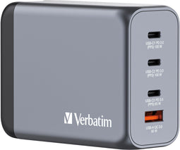 Verbatim GNC-200 - GaN Oplader - 4 Poorten 200W USB A/C - Power Delivery 3.0, Quick Charge 3.0