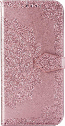 Hoesje Met Pasjeshouder Geschikt voor Motorola Moto E6s - Mandala Bookcase - Roze