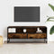 vidaXL - Tv-meubel - 100x34,5x40 - cm - bewerkt - hout - metaal - gerookt - eikenkleur