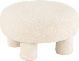 J-Line kruk Rond Teddy voeten Bouclé - textiel - wit