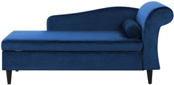 LUIRO - Chaise longue - Blauw - Rechterzijde - Fluweel