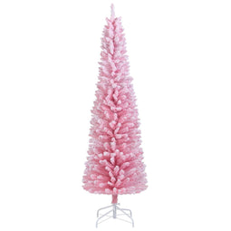 Coast Roze Kunstkerstboom - 180 cm - Slanke Potloodvorm - Besneeuwde Takken - Metalen Standaard