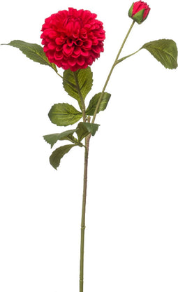 Dahlia pompom spray x2 red 60 cm kunstbloem zijde nepbloem
