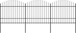 vidaXL - Tuinhek - met - speren - bovenkant - (1,5-1,75)x5,1 - m - staal - zwart