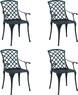 vidaXL - Tuinstoelen - Stapelbaar - 4 - stuks - Groene - Gietaluminium