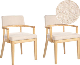DALBO - Eetkamerstoel set van 2 - Lichthout/Beige - Bouclé