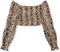 Refined Department Blouse Lori - Off Shoulder Lange Mouw - Gesmokt Lijf - Leopard (XS)
