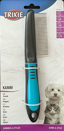 Trixie Kam Tanden Middel - Vachtkam voor Hond en Kat - 22 cm Blauw