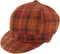 Dames Cap Roodbruin met oranje ruit - one size - Harris Tweed - Glen Appin of Scotland