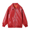 Dames Chique Rood Leren Jas met Contrasterende Stiksels - Size S