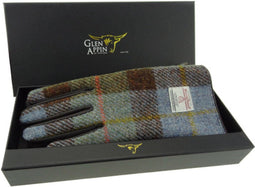 Dames Handschoenen MacLeod met Bruin Leer - Harris Tweed - Glen Appin of Scotland